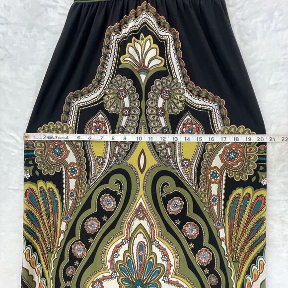 Vintage Sundress Maxi Black Slinky Sleeveless Snap Paisley Y2K Small - Picture 6 of 10